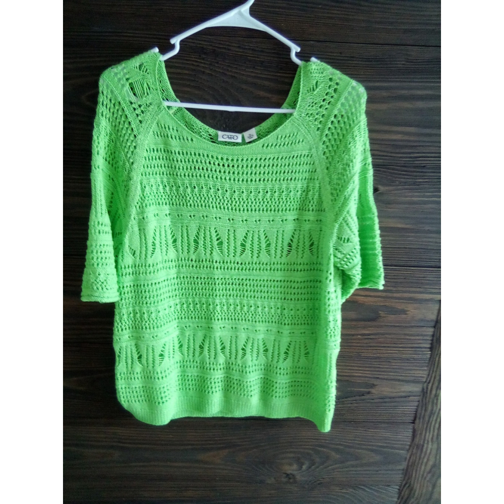 XL Lime Green Crotched Mid sleeve Blouse